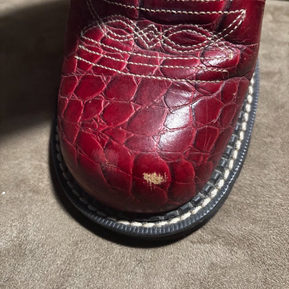 Ariat Fatbaby Red and Cream Alligator Print Western Boot - Size 8.5 - Picture 5 of 7
